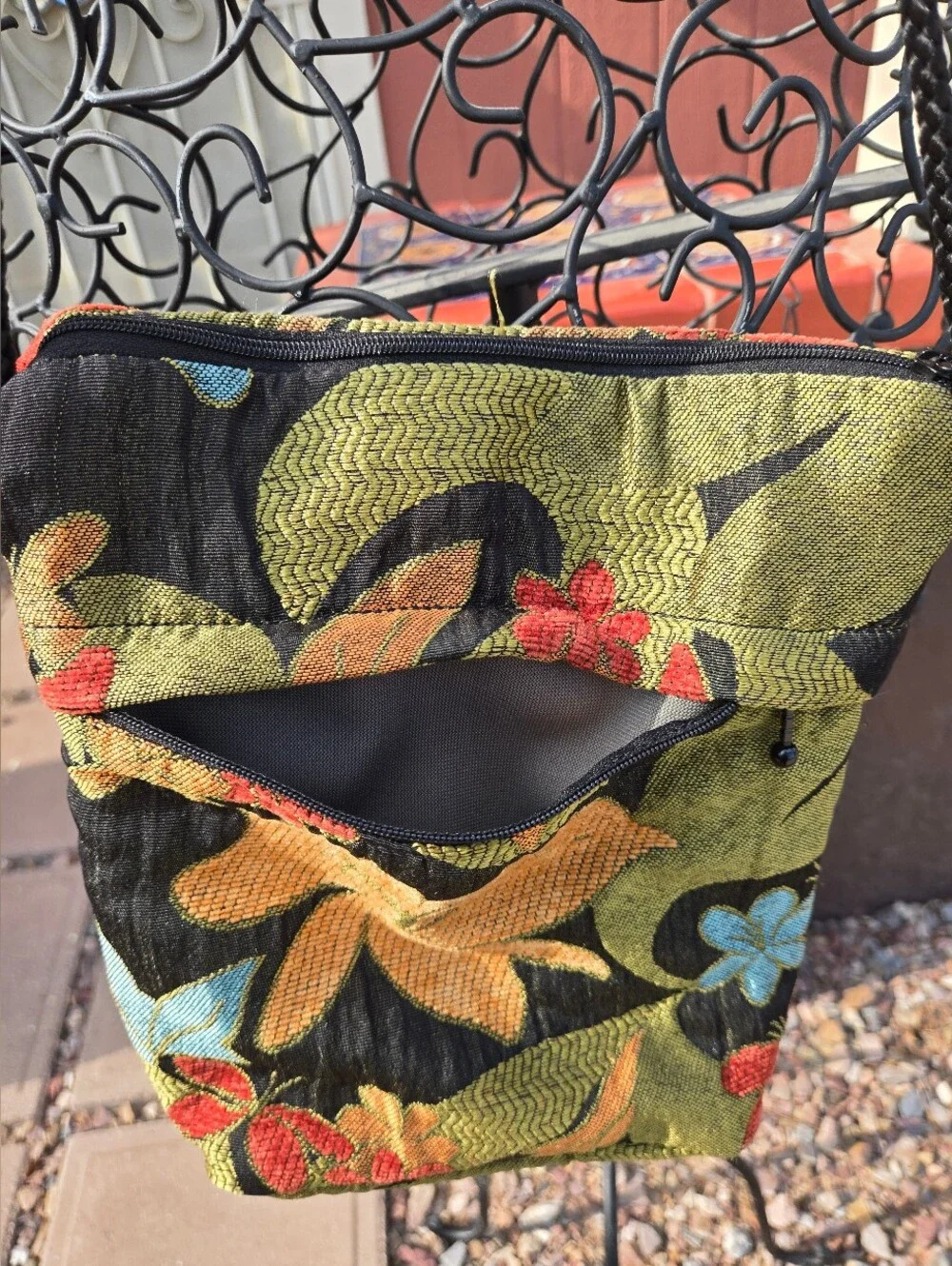 Wild West Crossbody Bag in Green with Multicolor Flowers